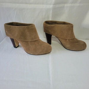 Steve Madden Womens P-Jan Suede Leather Fold Over Clog Mule Bootie 8.5M Taupe